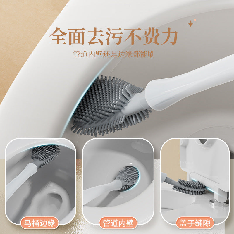 Silicone Brush Toilet Wall Hanging Long Handle Toilet Cleaning Artifact