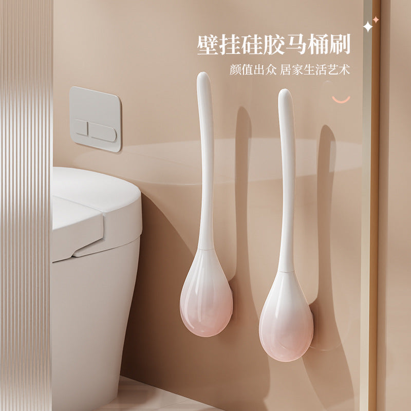 Silicone Brush Toilet Wall Hanging Long Handle Toilet Cleaning Artifact
