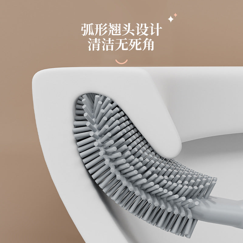 Silicone Brush Toilet Wall Hanging Long Handle Toilet Cleaning Artifact